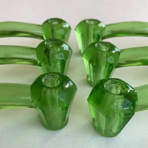 Vintage Green Glass Drawer Pulls